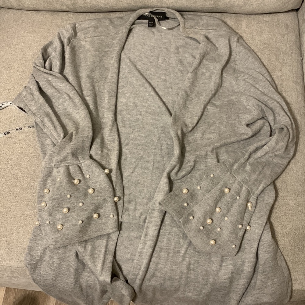 Grey cardigan with pearls size 18/20